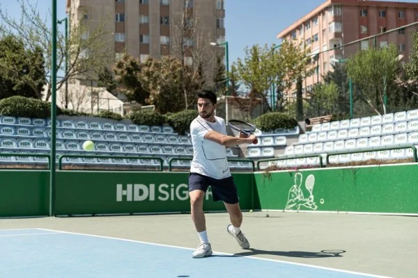 tennis hard court match action